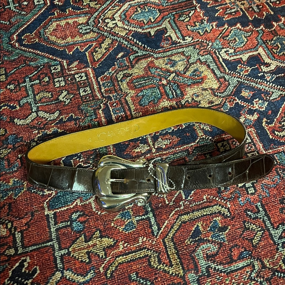 Size small faux crocodile leather color brown print women’s